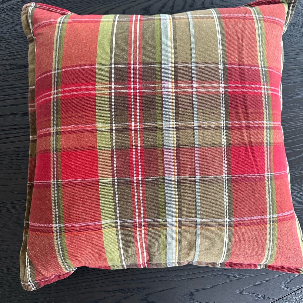 Pottery Barn Red and Green Plaid Pillow